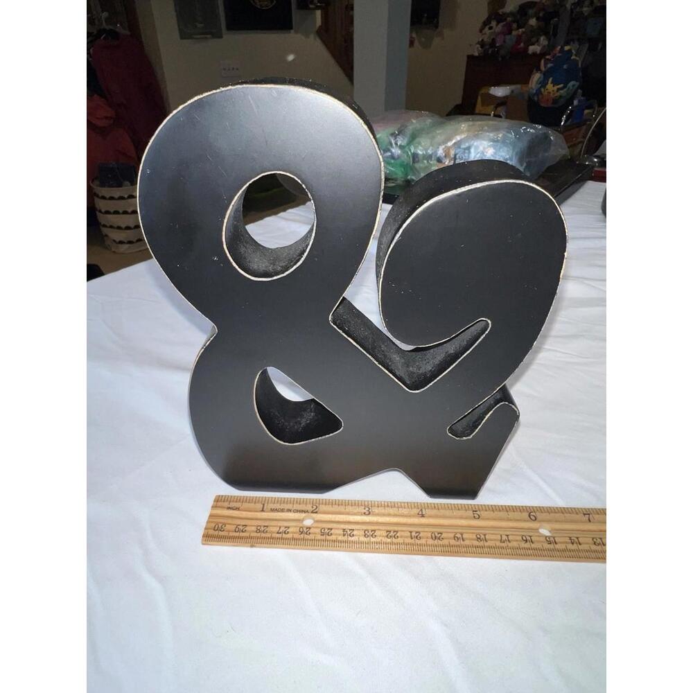 Black Wooden Ampersand “&”‎ Symbol Decorative Block 9” Modern Rustic Home Decor - Picture 7 of 7
